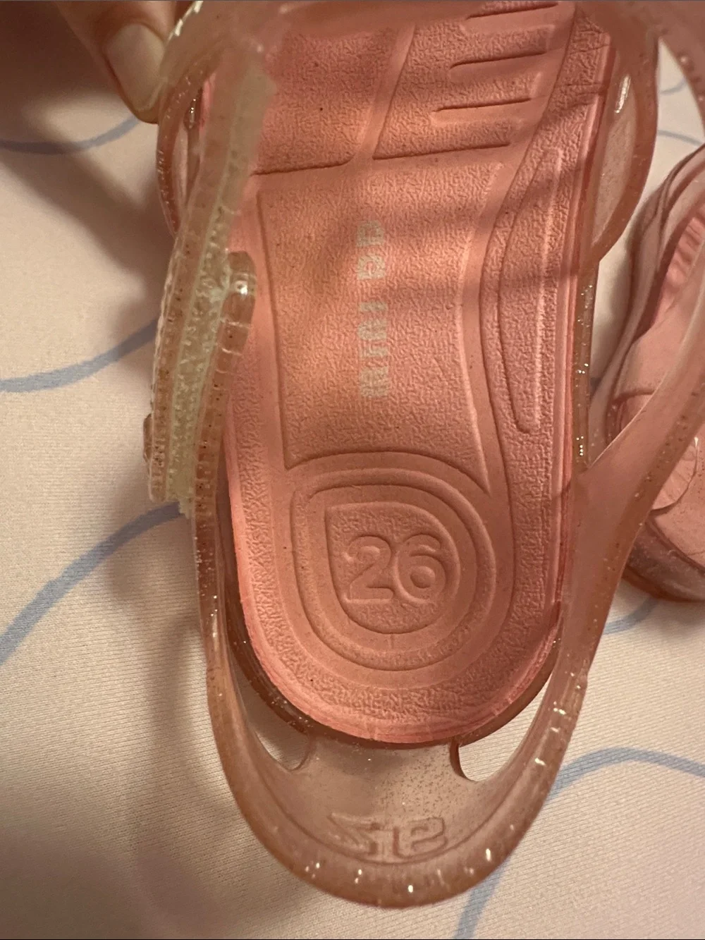 Mini DD- Glitter Jelly Sandals for Kids - Pink- Size Euro 26/US 10